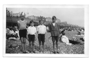 Left to right: Nancy, Ron, Gordon and Jack on Brighton beach 